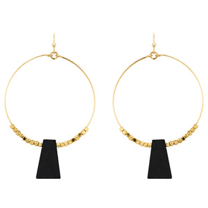 Gold Hoop Earrings with Abstract Design