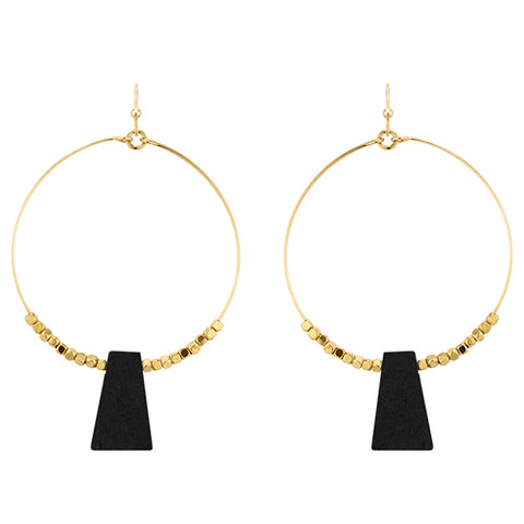 Gold Hoop Earrings with Abstract Design