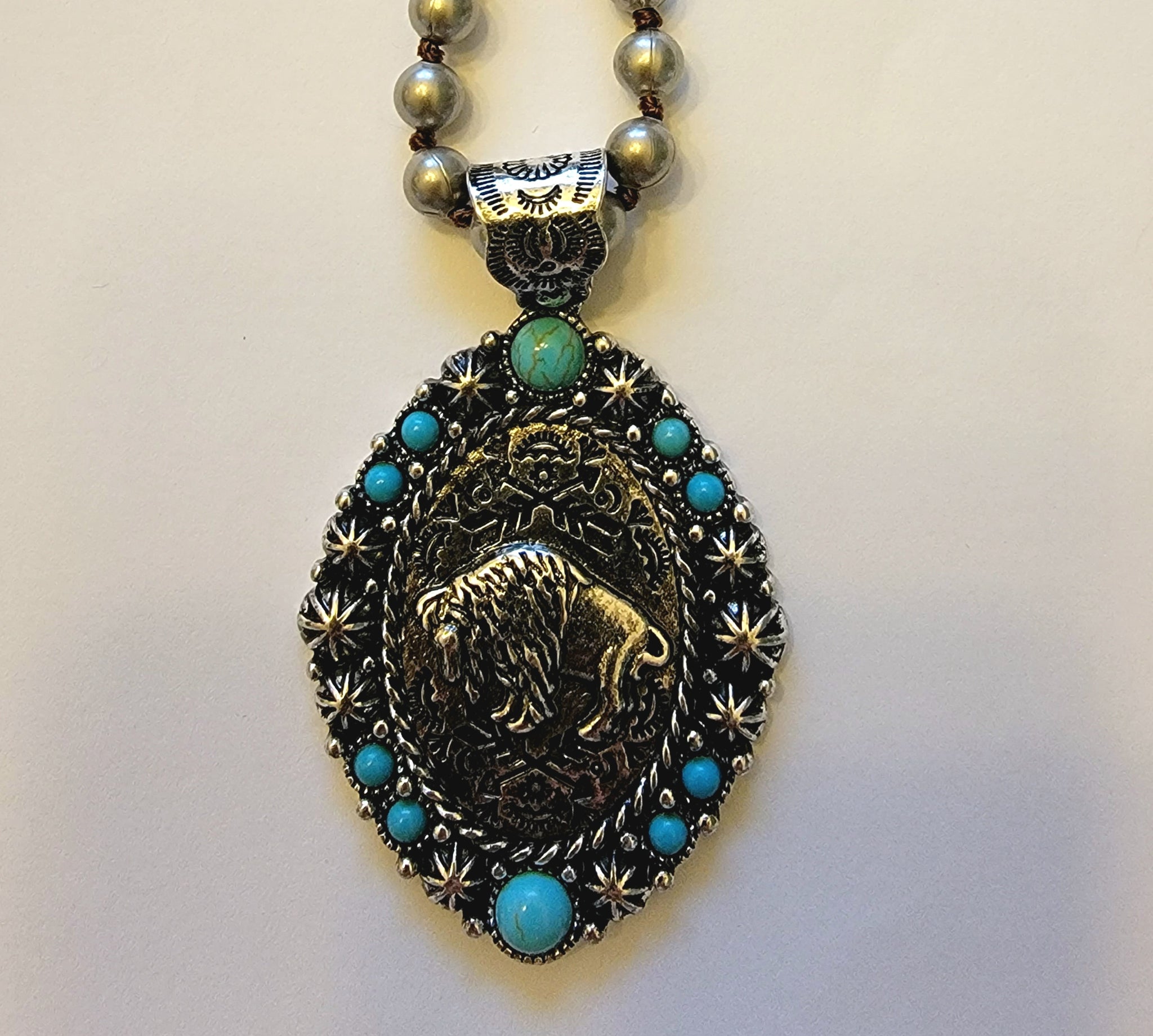 Turquoise Buffalo Beaded Necklace