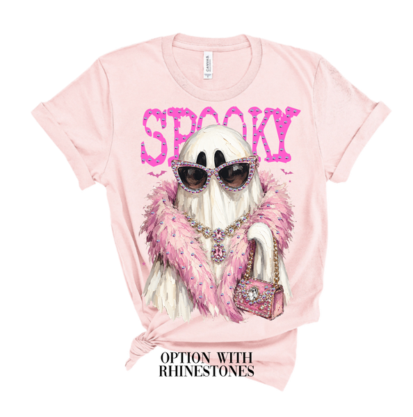 Spooky Ghost Blingy Rhinestone Graphic Tee