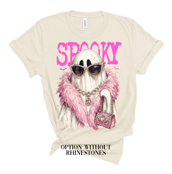 Spooky Ghost Blingy Rhinestone Graphic Tee