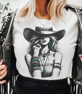 Turquoise Cowgirl with Crystals