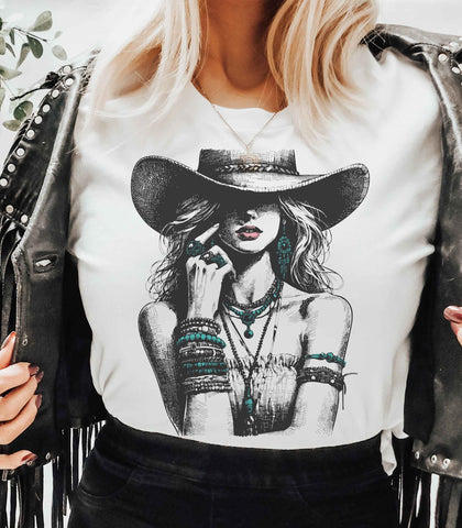 Turquoise Cowgirl with Crystals