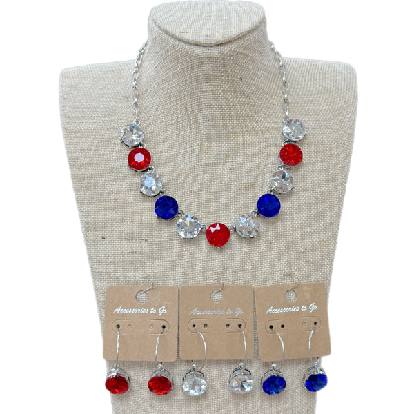 Red, White and Blue Crystal Necklace.