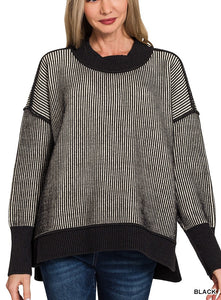 Exposed seam two tone sweater by Zenana