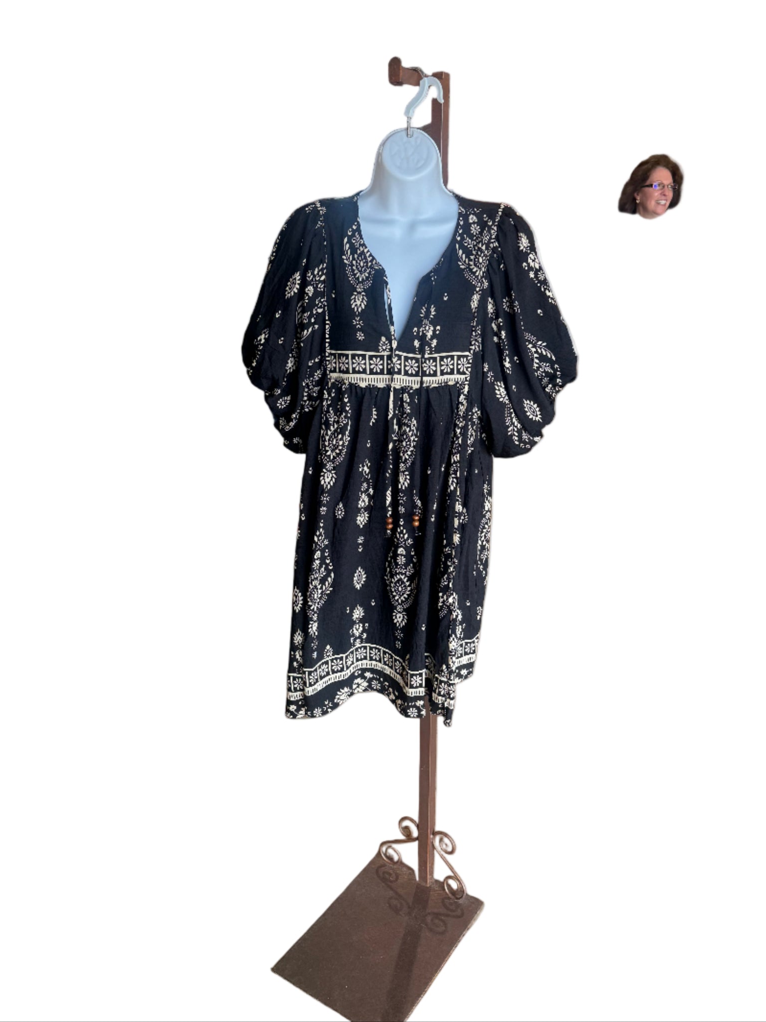 Black Floral Tribal Dress By Gigo