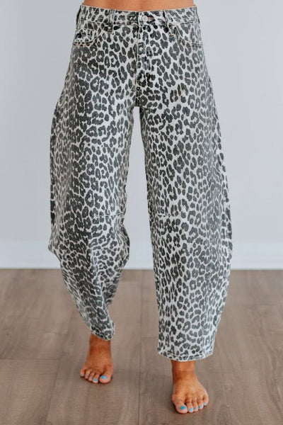 Kancan Leopard Barrel Jeans