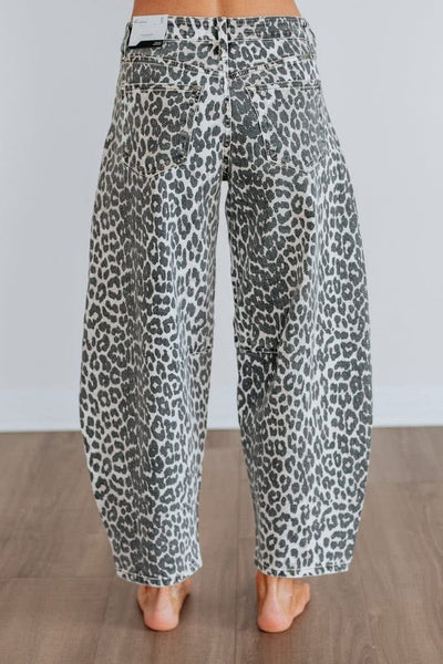 Kancan Leopard Barrel Jeans