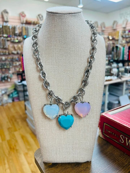 Crystal Triple Heart Crystal Necklace