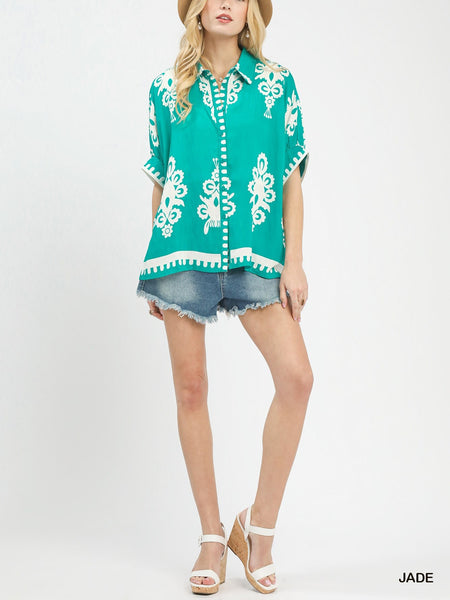 Abstract Print Top By Umgee