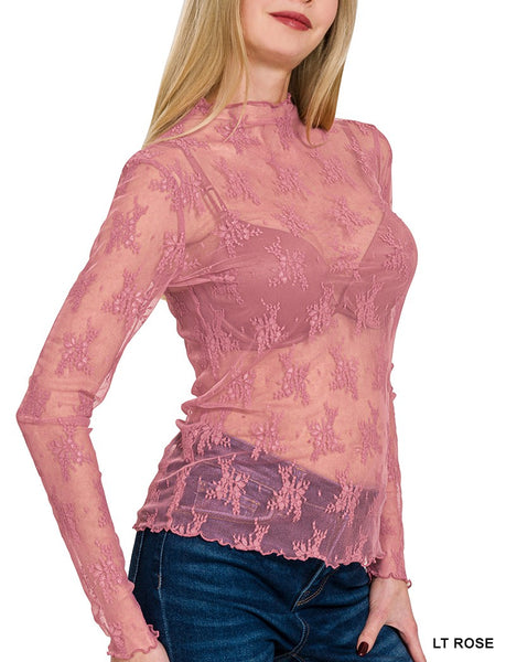 Lace see-through layering top by Zenana