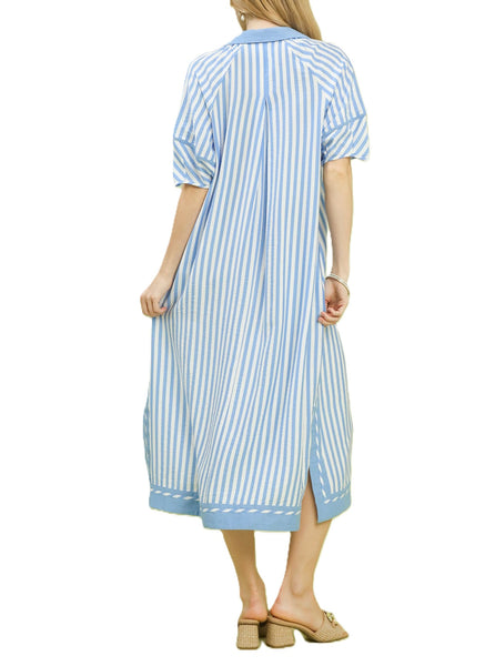 Coastal Stripe Midi Dress By Umgee