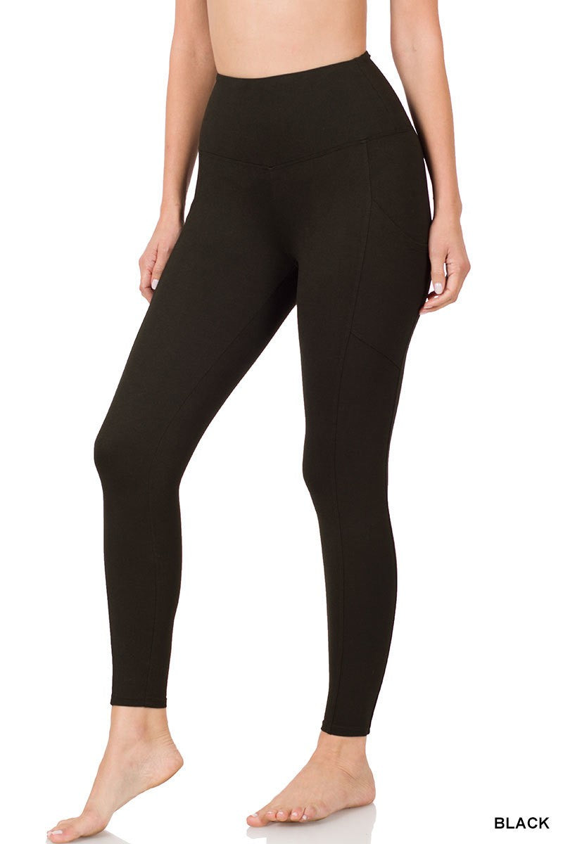 Brushed microfiber full length leggings by Zenana