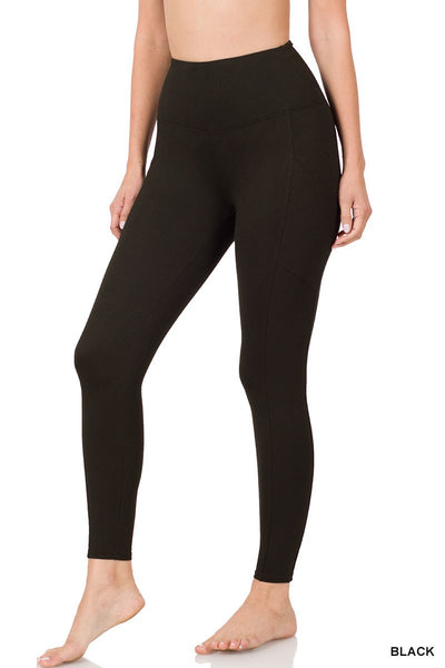 Brushed microfiber full length leggings by Zenana