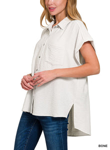 Woven air flow button down shirts By Zenana