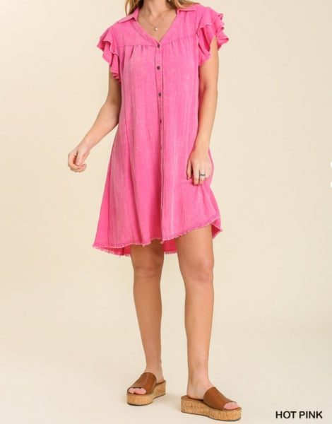 Snow Washed Button Up Dress