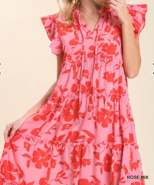 Floral Print Tiered Maxi Dress