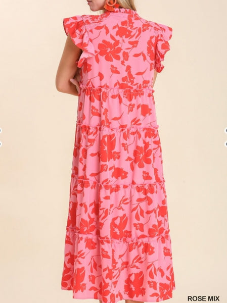 Floral Print Tiered Maxi Dress