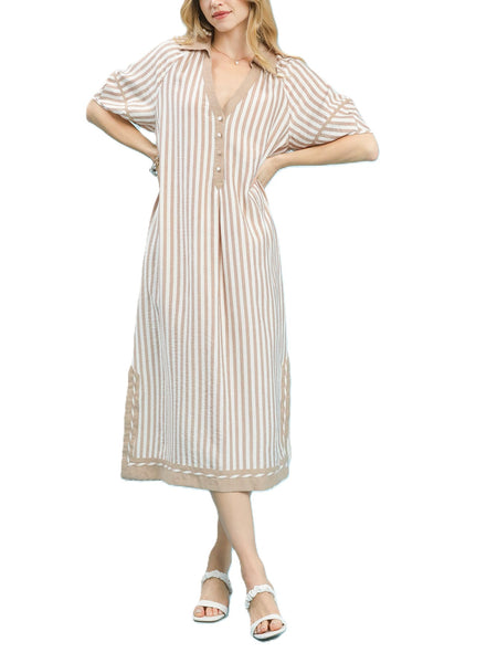 Coastal Stripe Midi Dress By Umgee