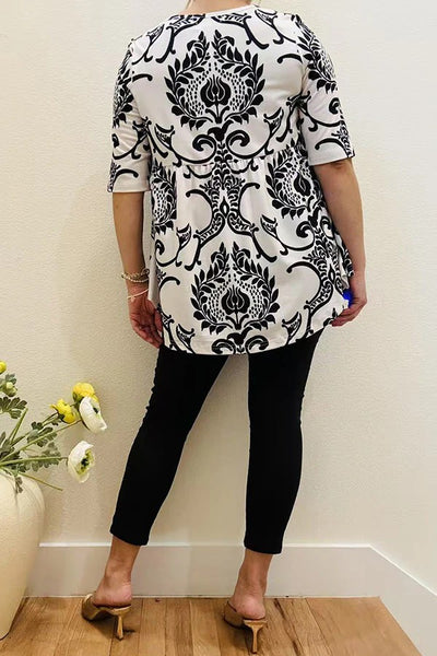 Western paisley printed half sleeves baby doll top