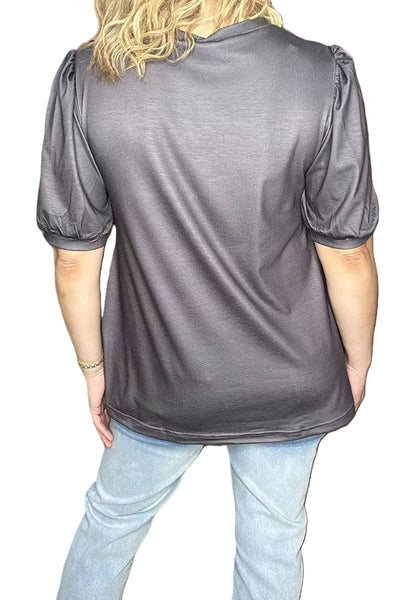 Western ghost & boot & bow dark grey latern short sleeve  top