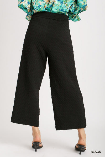 Square Jacquard Wide Fit Pants and Round Neck Top Set Umgee