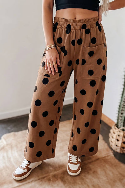 Fall 2026 Polka Dot Wide Leg Elastic Waist Casual Pants