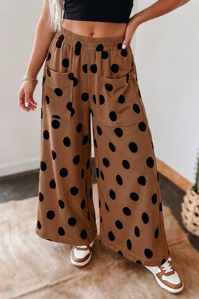 Fall 2026 Polka Dot Wide Leg Elastic Waist Casual Pants