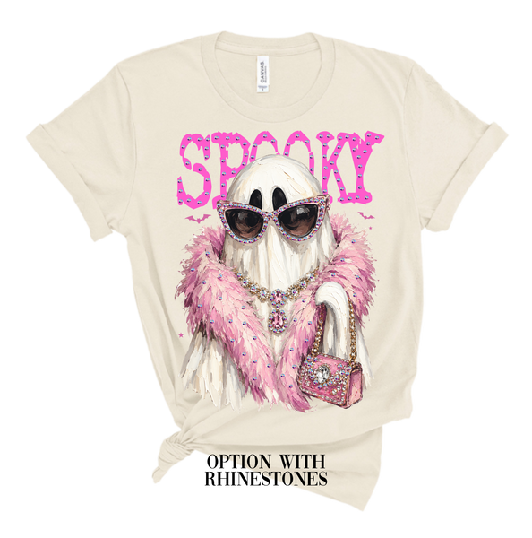 Spooky Ghost Blingy Rhinestone Graphic Tee