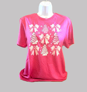 Pink Christmas T-Shirt with Bows