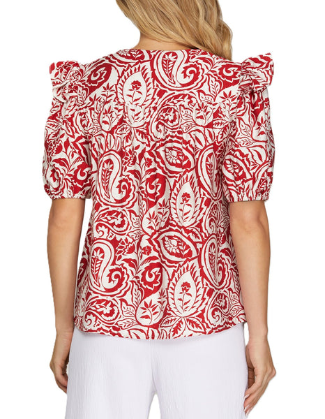 Half Sleeve Woven Print By She & Sky