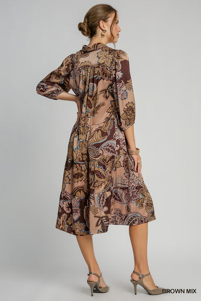 Paisley Print Satin Midi Dress Umgee