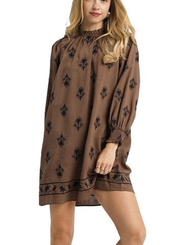 Embroidered Long Sleeve Mini Dress by Umgee