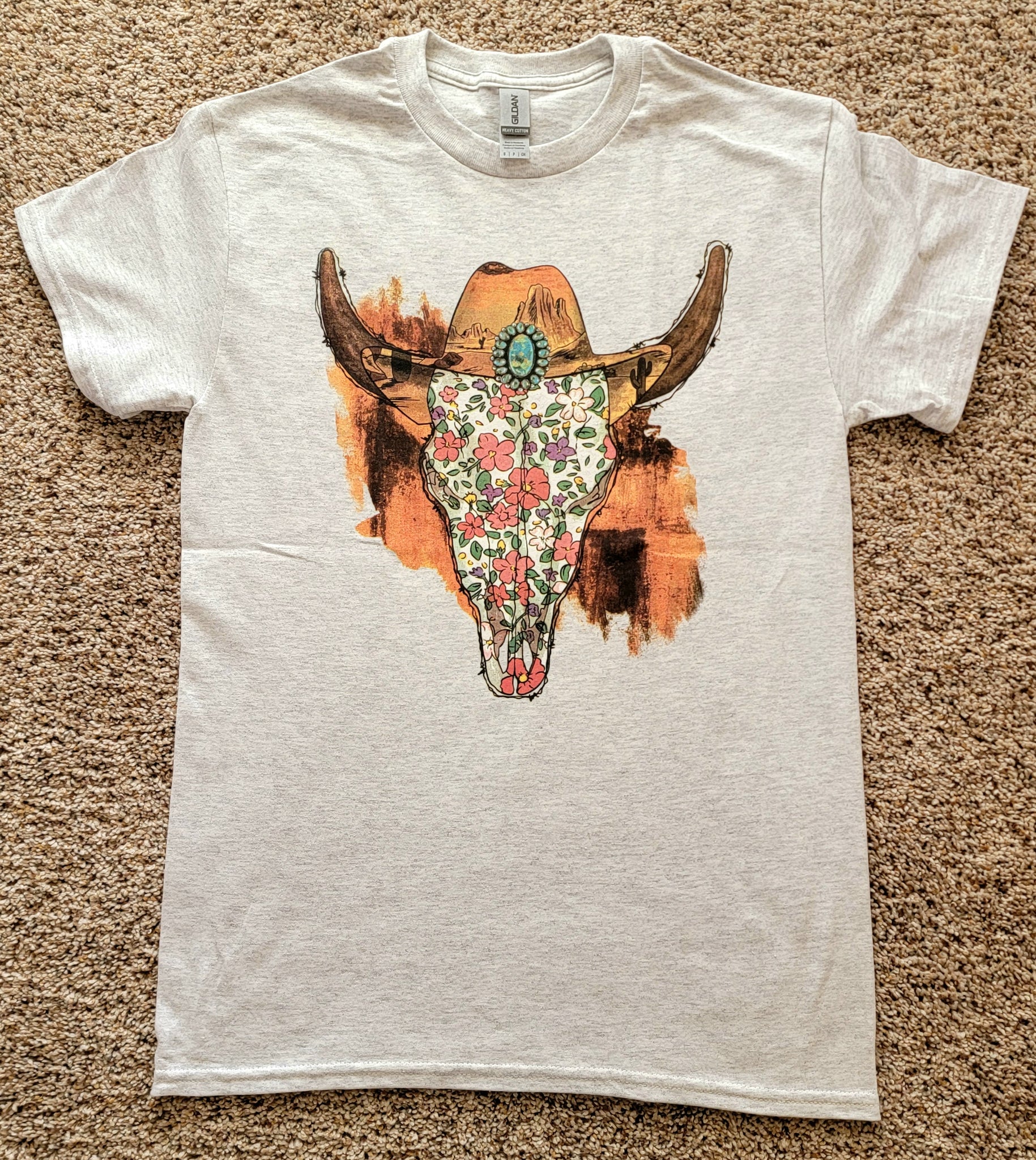 Floral Cow Skull T-Shirt