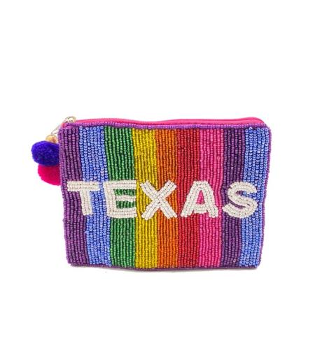 Texas Rainbow Beaded Pouch
