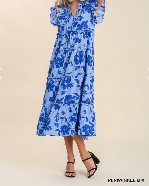 Floral Print Tiered Maxi Dress