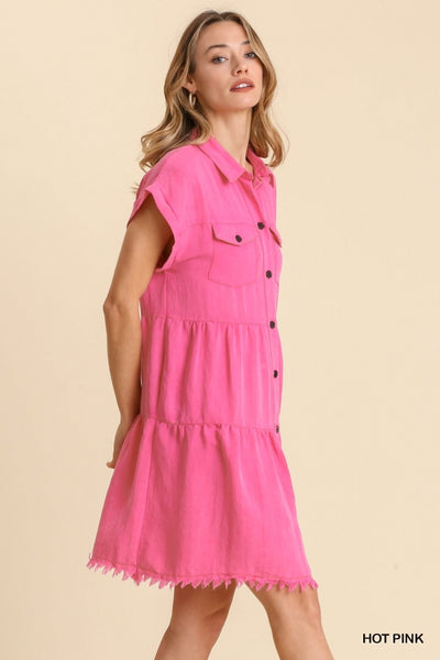 Button Front Ruffle Dress
