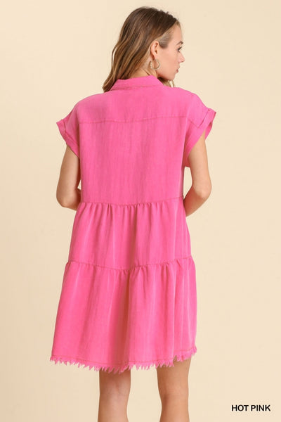Button Front Ruffle Dress