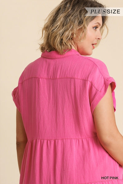Button Front Ruffle Dress